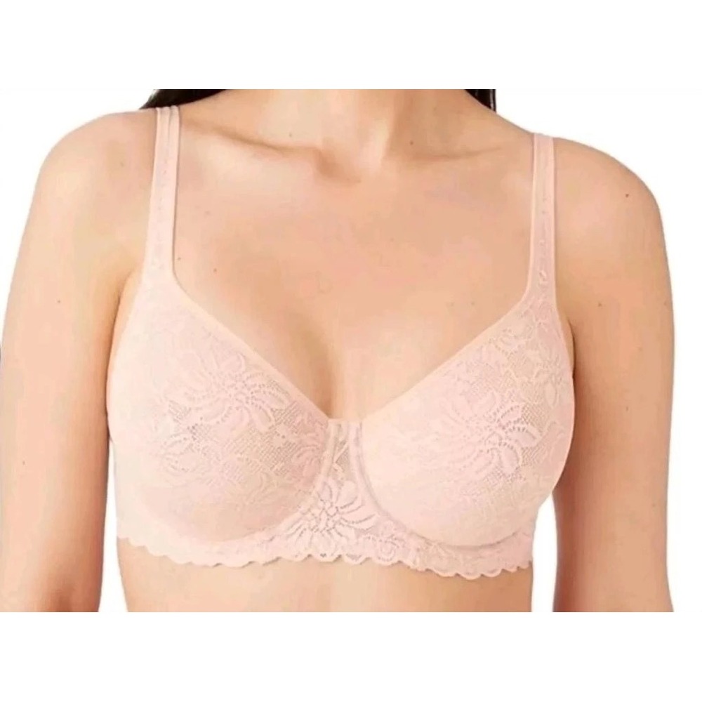 Wacoal Soft Sense Underwire Bra Sz 36G‎ Pink Nude Floral Lace Underwire Lingerie